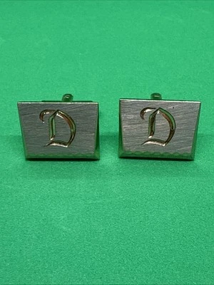 Vintage D Monogram Cufflinks Hickok Initial Letter Rectangle Gold  Tone - Image 1 of 4