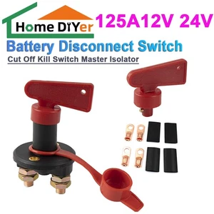 Cut Off Kill Switch Master Isolatore Interruttore Sezionatore Batteria 125 Amp 12v 24v - Foto 1 di 14