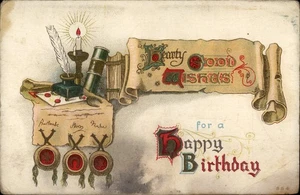 Birthday Postcard with Good Wishes and Candle Art Canada Cornwall Ontario - Picture 1 of 2