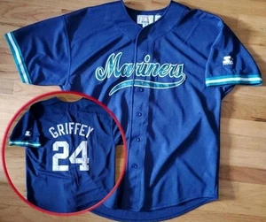 *RARE* Starter SEATTLE MARINERS GRIFFEY Jersey Men XL vintage mlb baseball shirt - Picture 1 of 12