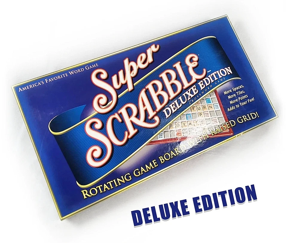 Super Scrabble DELUXE Edition – Rotating Raised Grid Board – 200 Tiles  COMPLETE - Image 1 of 4