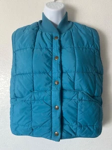 Vintage 80’s Columbia Puffer Blue Vest Women’s Pockets Size Medium USA Made - Picture 1 of 11