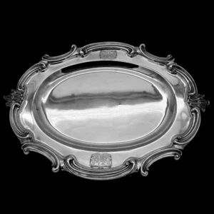 Grande piatto da portata vittoriano in argento Londra 1839 Benjamin Smith - Foto 1 di 7