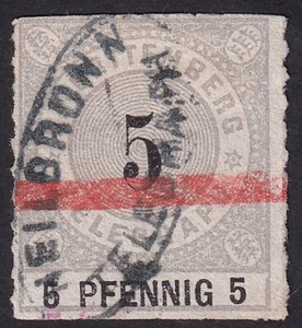 Württemberg Telegrafenmarken 5 Pfg. Mi.Nr. 1 gestempelt Mi.Wert 300 € (699) - Bild 1 von 2