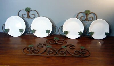 Juego de 3 estantes de pared vintage de hierro forjado para colgar en la pared de 6 platos palmera casa de playa Foto 1 de 4