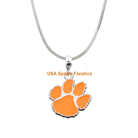 Clemson Tigers Team Logo Pendant Necklace On A 925 Snake Chain Cover