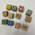 Vintage Wooden Alphabet Number Image One Inch Blocks, set of 13