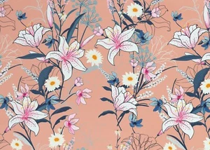 Fiete Blumen Swafing Nano Softshell lachs Fleecerückseite Jackenstoff 50 cm - Bild 1 von 3