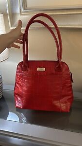 Osprey Red Mock Croc Genuine Leather hand bag Great Condition Used Y2K Handbag