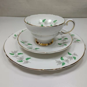 Crown Staffordshire Fine Bone China White Gold Rimmed Tea Cup Saucer And Plate - Picture 1 of 12