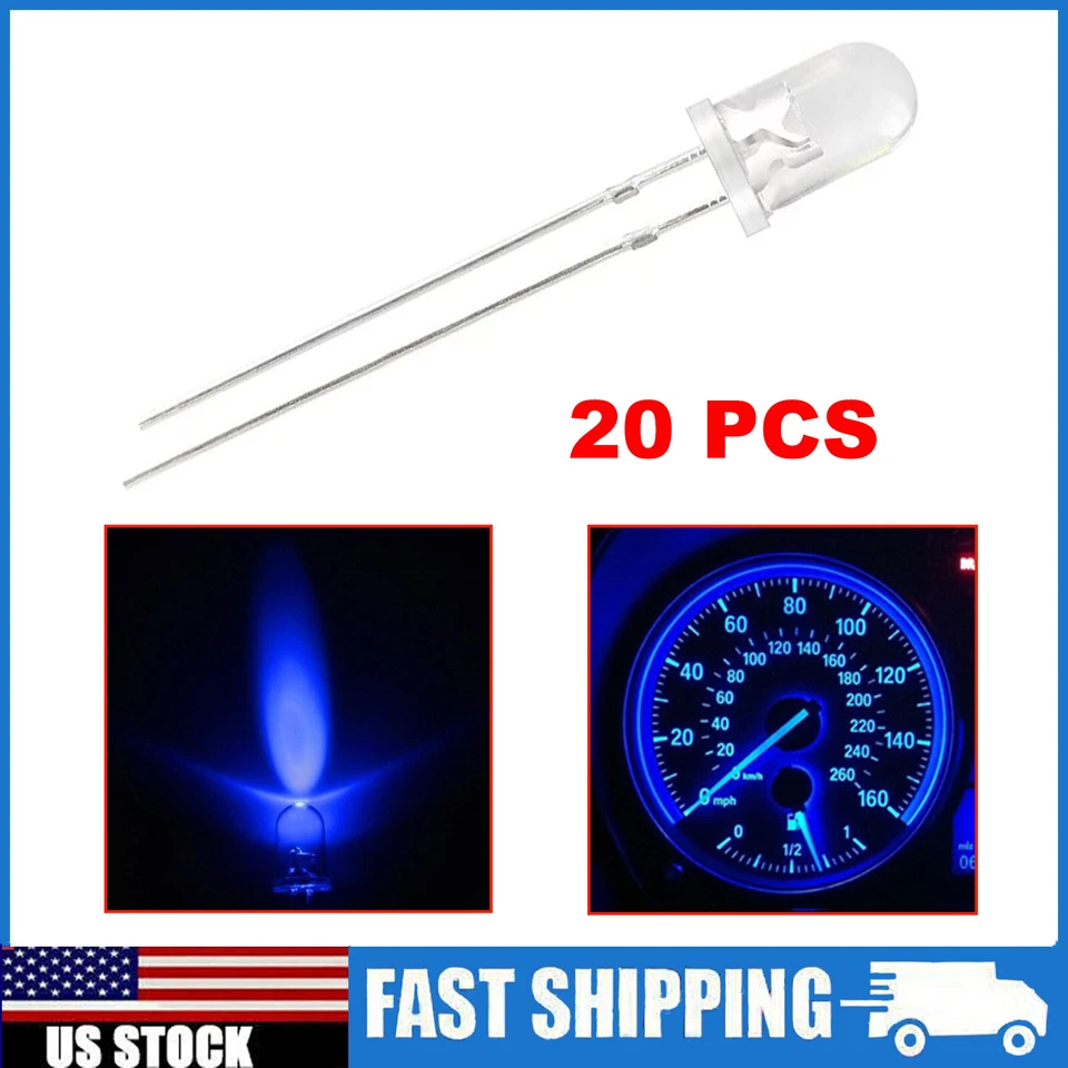20x 5mm Mini Blue Bulbs Instrument Cluster Panel Gauge LED Light For GMC Chevy - Imagem 1 de 4