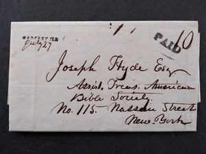 Illinois: Godfrey 1846 Stampless Cover, XF Small Black Straight Line to NYC - Picture 1 of 5