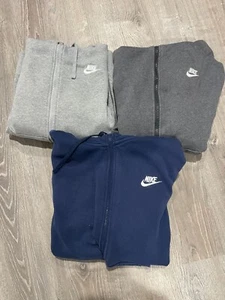 3 Nike Hoodies Mens Size Large Sweatshirt Full Zip Casual Navy Light & Dark Grey - Picture 1 of 4
