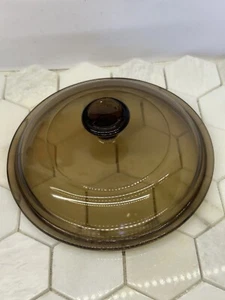 Pyrex Corning Visions Amber Glass Lid V-1-C for 1 Qt Pot or Casserole Brown - Picture 1 of 4