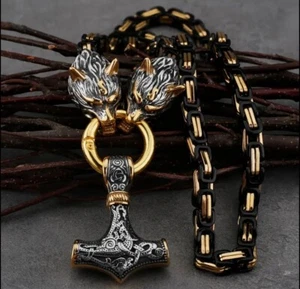 1pc Men's Dominant Retro Emperor Necklace - Wolf Head Necklace, Stainless Steel - Picture 1 of 6