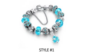 18K White Gold Plated Crystal CZ Charm Bracelet Made with Swarovski Elements - Picture 1 of 11