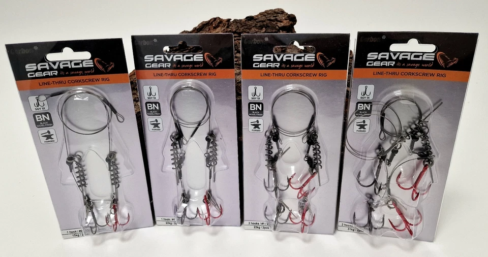 Savage Gear Line Thru Corkscrew Rig Montage für Swimbaits 4 Größen Hecht Zander - Bild 1 von 1