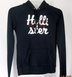 HOLLISTER Girls Small Blue Pullover Hoodie Stitched Graphic Pockets Lined Hood - Picture 1 of 5