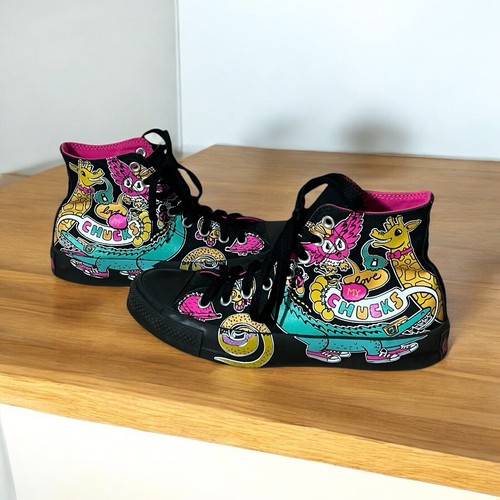 Sneakers alte Converse All Stars uomo 7 donna 9 I Love My Chucks cartone animato