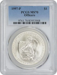 1997-P Officers Dollar Commemorative MS70 PCGS Mint State 70 - Picture 1 of 2