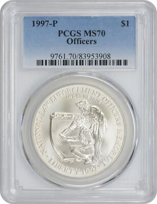 1997-P Officers Dollar Commemorative MS70 PCGS Mint State 70 - Image 1 of 2