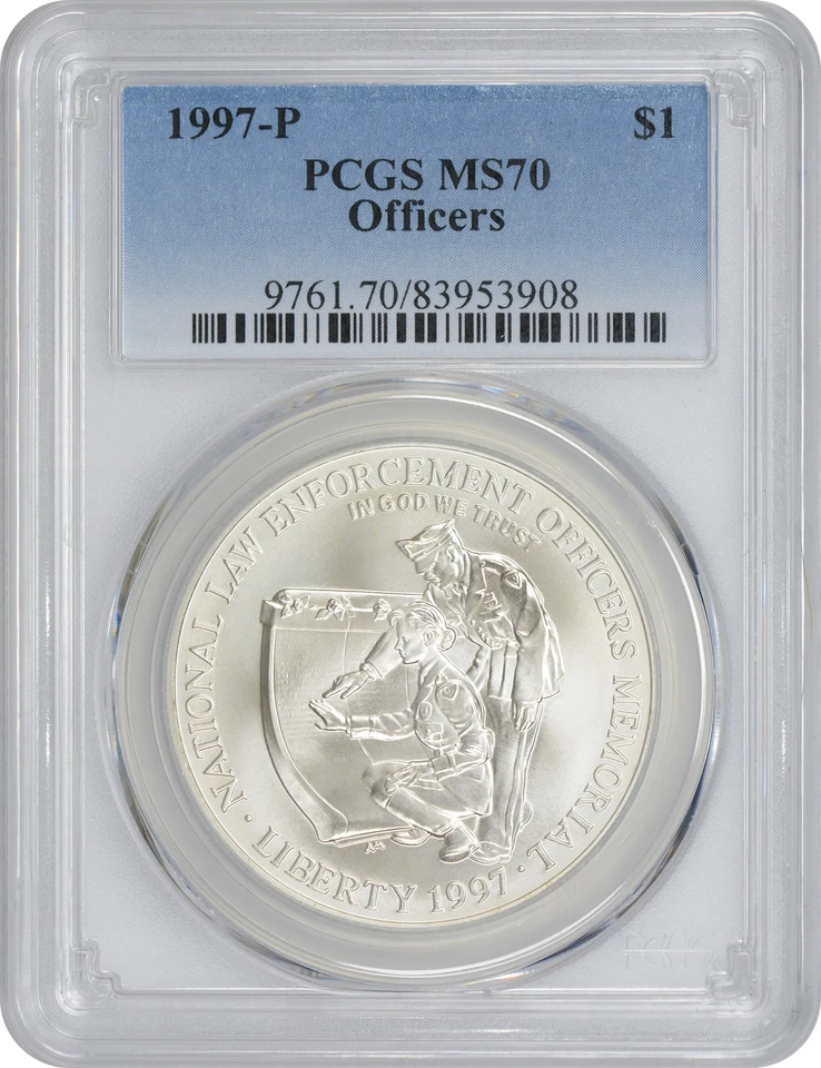 1997-P Officers Dollar Commemorative MS70 PCGS Mint State 70 - Image 1 of 2