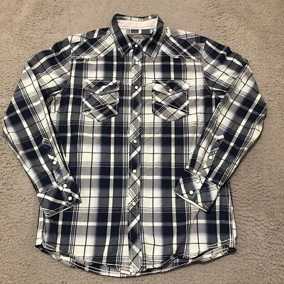 Camisa BKE con hebilla para hombre mediana azul turquesa a cuadros perla ajuste estándar Foto 1 de 4