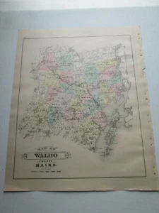 1894-1895 ANTIQUE MAP, STUART'S MAINE ATLAS, "WALDO CTY., FAIRFIELD, SKOWHEGAN" - Picture 1 of 2