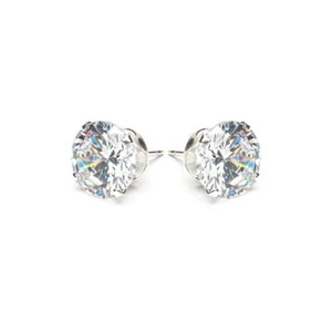 925 Sterling Silver Stud Earrings 10mm Round Crystal - Picture 1 of 4