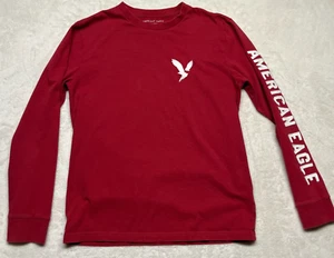 American Eagle Herren rot Classic Fit Langarm gesticktes Logo Hemd Größe S - Bild 1 von 4