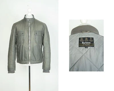 -Jaqueta masculina Barbour cinza cera óleo motociclista tamanho G - Imagem 1 de 4