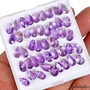 Birnenschliff 8-9 mm. Echter 100 % natürlicher Amethyst Brasilien keine Behandlung Edelsteine 57,60 kt - Bild 1 von 5