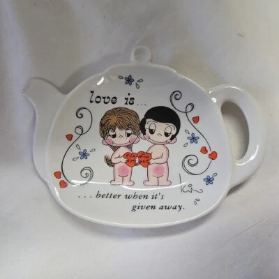 Vintage “LOVE IS” comic-strip GEORGE-GOOD porcelain tray 1972 spoon dish - Image 1 of 4