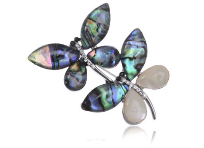 Broche prendedor inspirado con diamantes de imitación de insectos mariposa libélula gemela pequeña libélula Foto 1 de 4