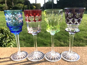 Faberge geschliffenes Glas Böhmische Glas Cordials Set für 4 sehr feine Kristall Deko - Bild 1 von 6