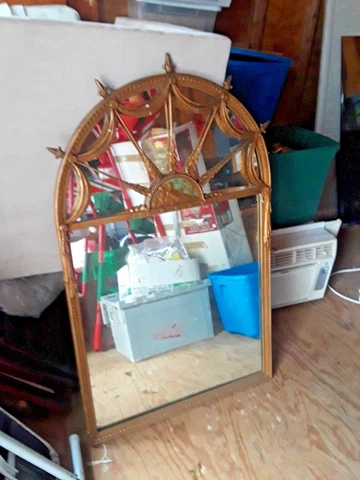 Antique Art Nouveau Mirror 6 Panel top vintage Wall Decor Cover