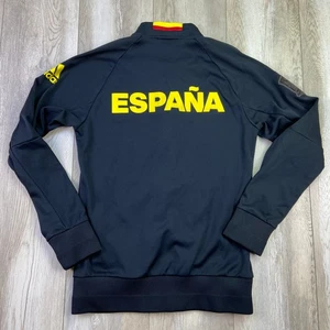 Adidas Spain RFEF Anthem Track Jacket Mens S Black Slim Espana Futbol National * - Foto 1 di 14