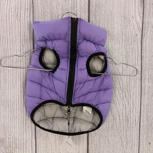 Sydney & Co Dog Coat Small Purple Gray Reversible Puffer Vest Jacket Zipper - Picture 1 of 11