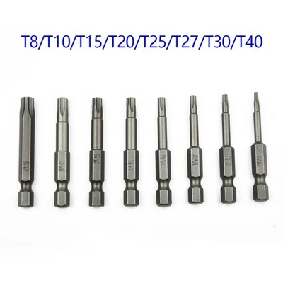 Bit Screwdriver Silver T8/T10/T15/T20/T25/T27/T30/T40 8 Pcs Five-point - Image 1 of 4