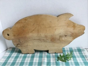Vintage Primitive Holz Schwein Schneidebrett Bauernhaus Rustikal 16,5" lang x 1" dick - Bild 1 von 5