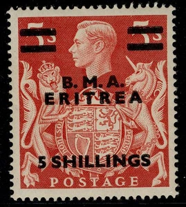 BOIC - ERITREA GVI SG E11, 5s sobre 5s rojo, M COMO NUEVO. Gato 14€. - Imagen 1 de 1