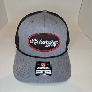 Richardson 112FPR Adult Gray Black Logo Patch Snapback Trucker Rope Cap Hat - Picture 1 of 7