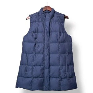 J. Jill Women Down Puffer Vest M Navy Quilted Winter Outerwear Lightweight Warm - Picture 1 of 8