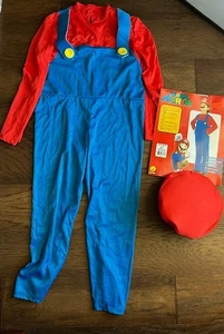 Kinder Super Mario Halloween Kostüm Unisex Größe Large 12-14 ~ Anzug & Hut - Bild 1 von 2