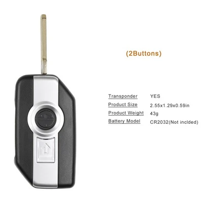 For BMW Motorcycle Smart Card Key with 8A Chip 2 Buttons Shell Complete Key - Image 1 of 4