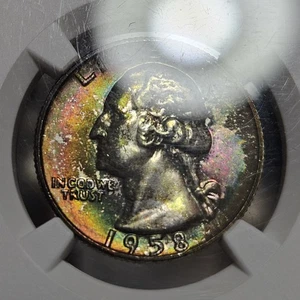 1958-D NGC MS67+ Washington Silver Quarter - BIG TIME TONER! - Picture 1 of 6