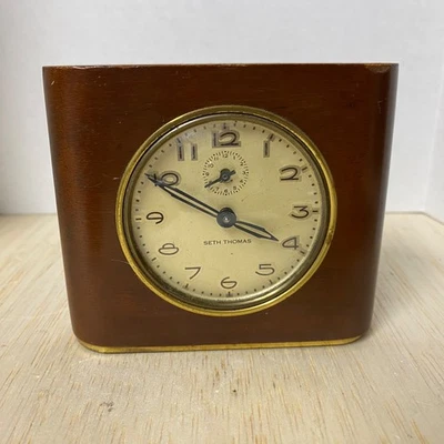 Vintage Seth Thomas Deft-3 Alarm Clock Wood - Thomaston Connecticut - Image 1 of 4