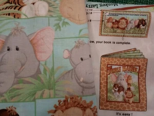 Lot pf 2 pcs- Jungle Babies Soft Bk + Coordinate Cotton Fabric Patty Reed Design - Picture 1 of 17