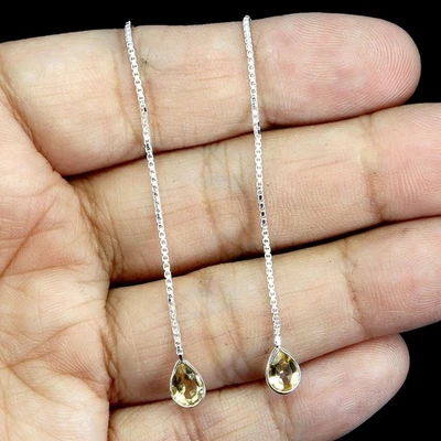 Pendientes de plata de ley 925 pera citrino 6x4 mm joyas de piedras preciosas naturales Foto 1 de 4