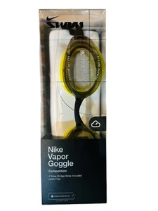 ๐ฅ NIKE SWIM VAPOR GOGGLES LOW LIGHT TINT COMPETITION ADULT BLACK YELLOW NEW - Picture 1 of 7